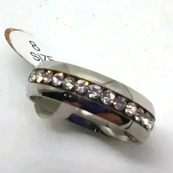 Stainless steel CZ Eternity Band ring sz 8 - Picture 1 of 3